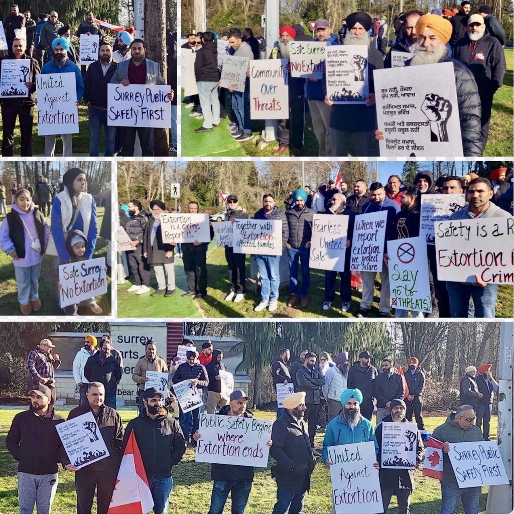 ਪਬਲਿਕ ਫੋਰਮ ਅਗੇਨਸਟ ਐਸਟੋਰਸ਼ਨ ਵੱਲੋਂ ਸਰੀ ਵਿੱਚ ਜਨਤਕ ਇਕੱਠ, ਫਿਰੌਤੀ ਖ਼ਿਲਾਫ਼ ਸਖ਼ਤ ਕਦਮ ਉਠਾਉਣ ਦੀ ਮੰਗ