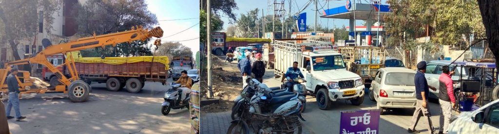 ਚੰਡੀਗੜ-ਗੰਗਾਨਗਰ ਮੁੱਖ ਮਾਰਗ ’ਤੇ ਘੋੜੇ ਟਰਾਲੇ ’ਚ ਖਰਾਬੀ ਆਉਣ ਕਾਰਨ ਟਰੈਫਿਕ ਜਾਮ