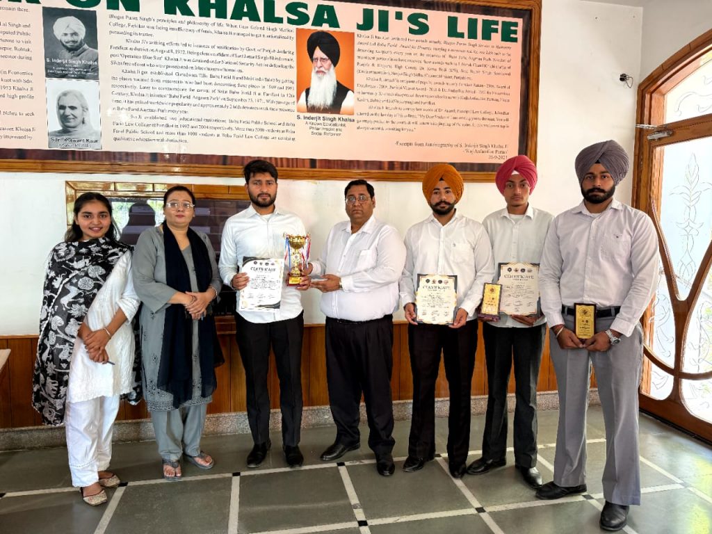 ਬਾਬਾ ਫਰੀਦ ਲਾਅ ਕਾਲਜ ਦੇ ਵਿਦਿਆਰਥੀਆਂ ਨੇ ਯੂਥ ਪਾਰਲੀਮੈਂਟ ਵਿੱਚ ਲਿਆ ਹਿੱਸਾ