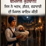 ਚਾਂਦਨੀ ਚੌਕ ਵਿੱਚ ਭਾਈ ਜੈਤਾ ਜੀ ਅਤੇ ਪਿਤਾ ਭਾਈ ਸਦਾ ਨੰਦ ਜੀ ਦਰਮਿਆਨ ਗੱਲਬਾਤ ।